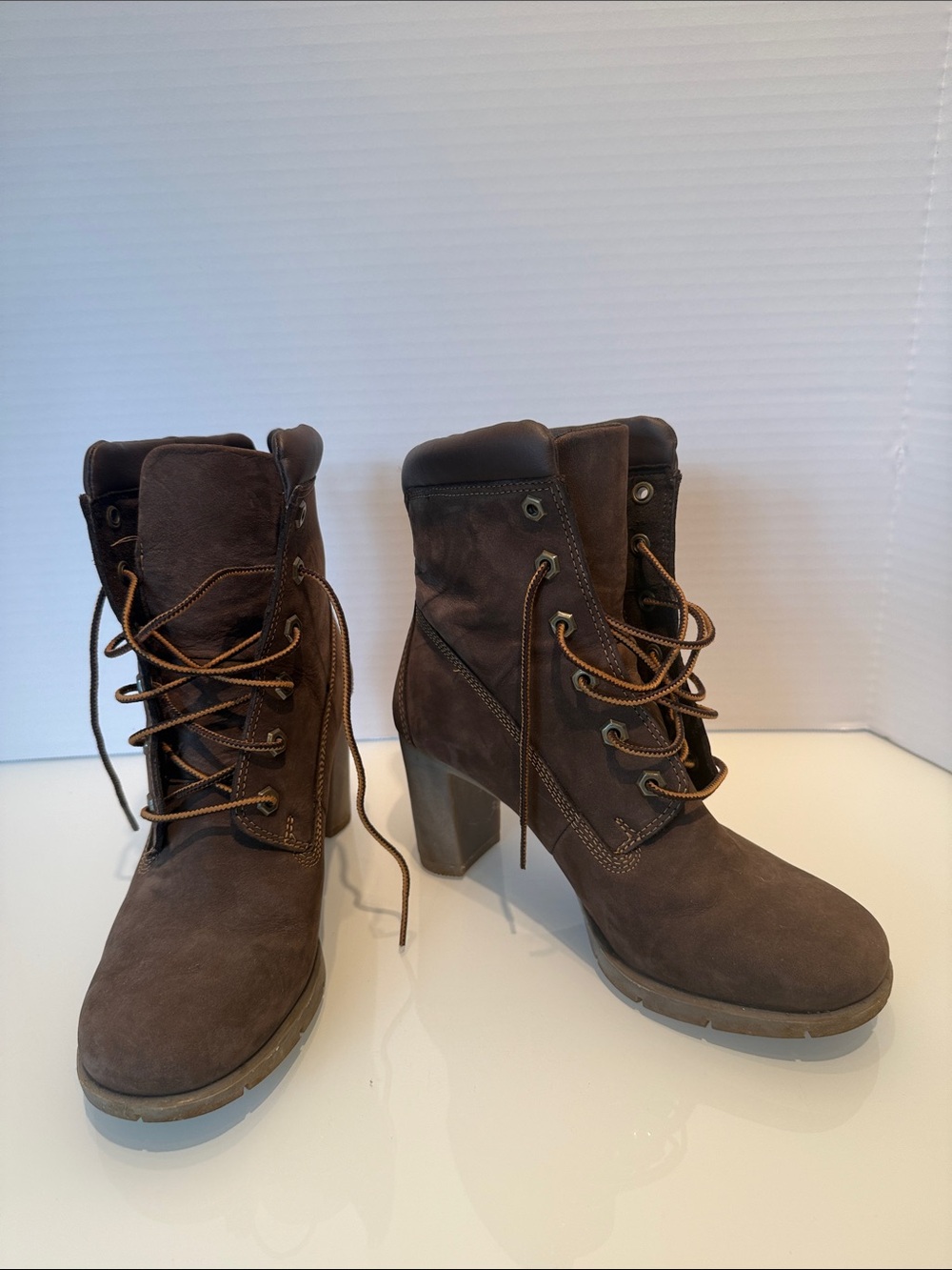 Timberland Dark Brown Suede Lace-Up Chunky Heel Boots